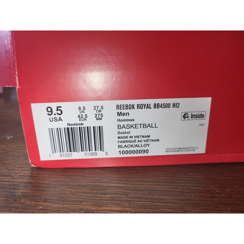 Reebok Royal BB4500 HI2 Men's Basketball Shoes | Size 9.5 | NIB All Black - Picture 6 of 6